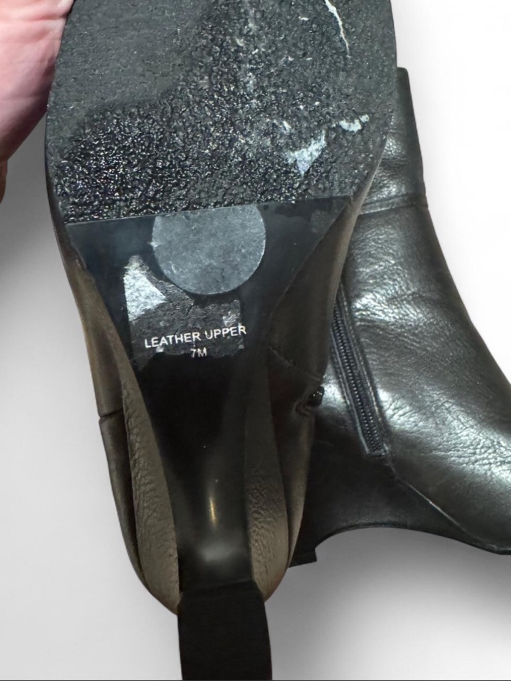 Valerie Stevens Black Leather Wedge Ankle Boots - Picture 5 of 5